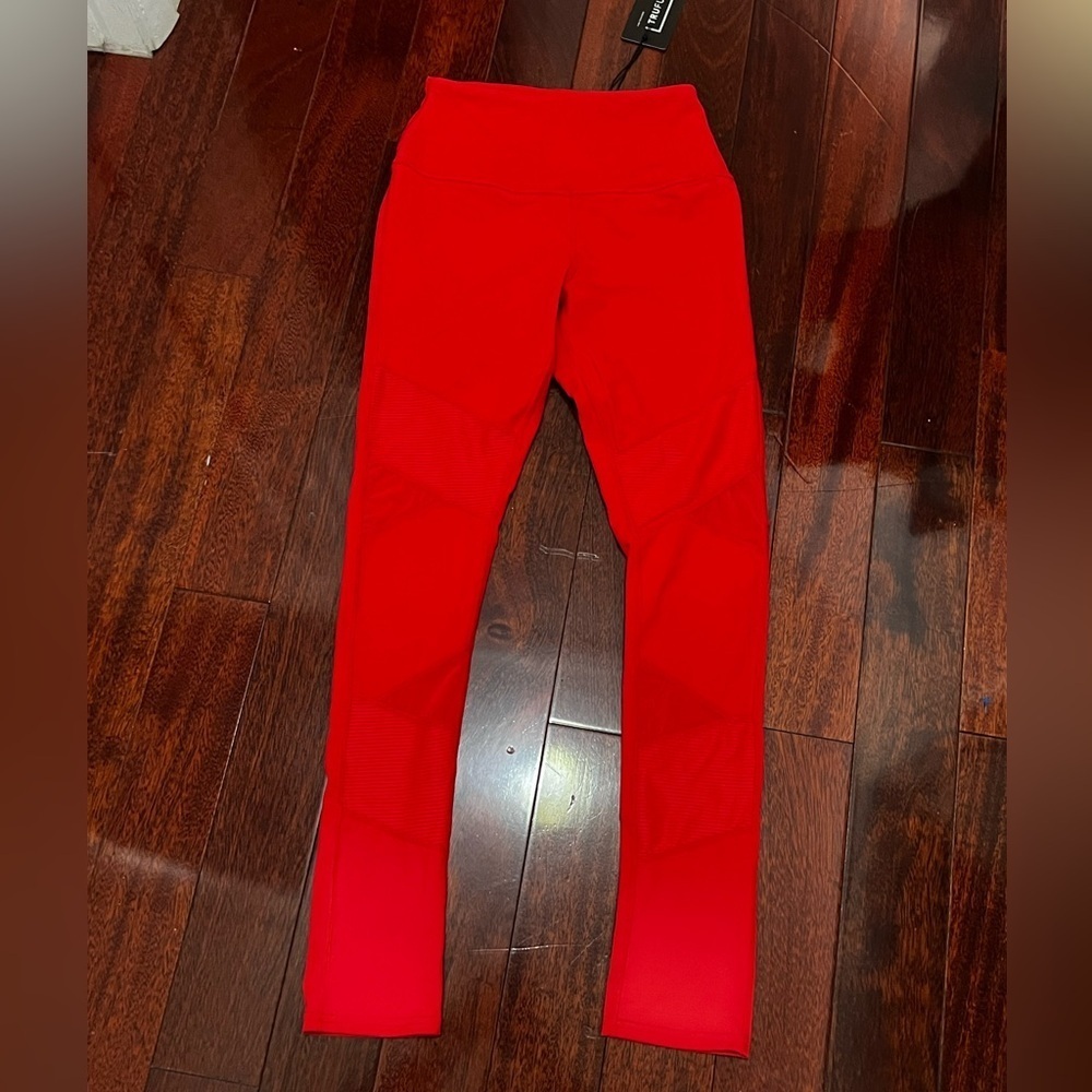 TruFusion moto mesh bright Red Leggings, size S